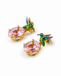 Orecchini Colibrì Gemma placcati in oro con gemme di cristallo rosa