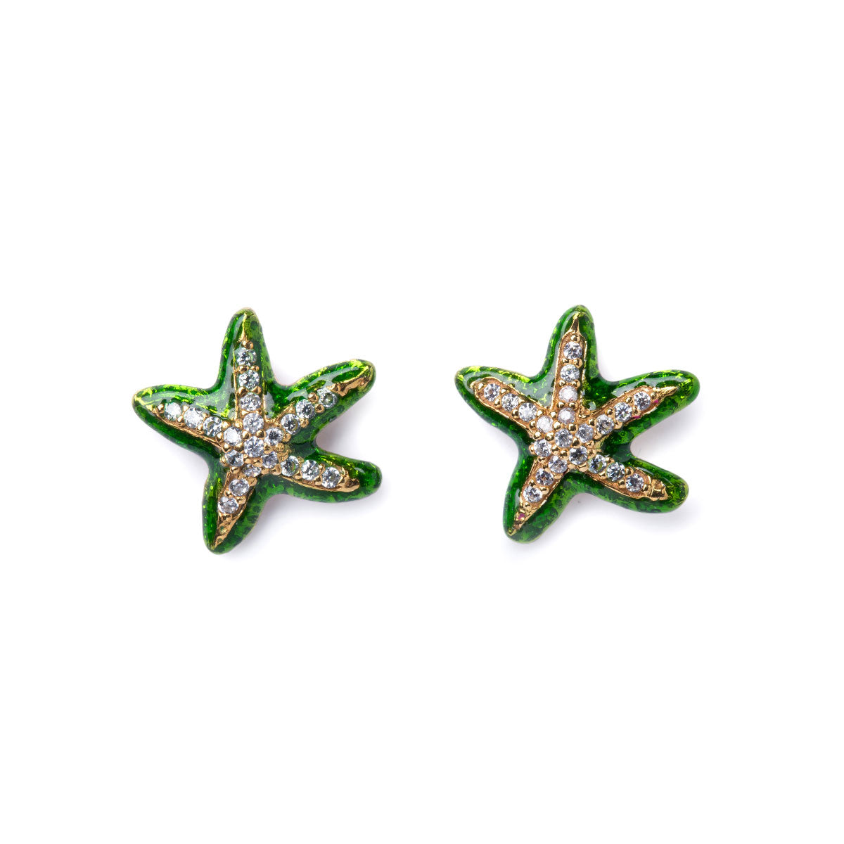 Mini Green Starfish Lapilli Earrings