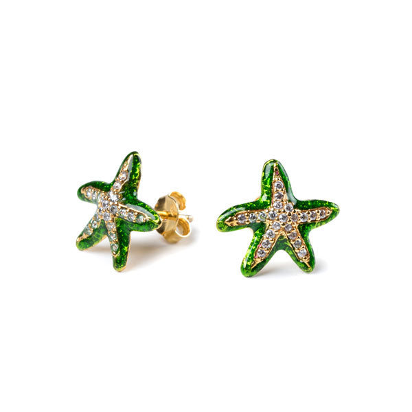 Mini Green Starfish Lapilli Earrings