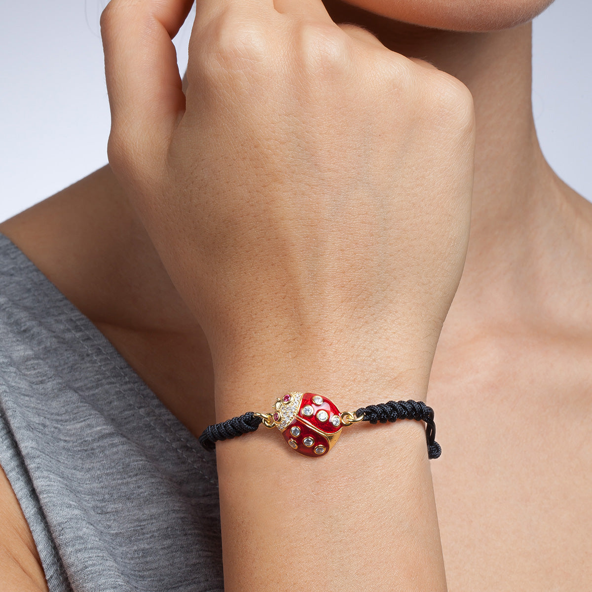 Marienkäfer-Armband Lavasteine