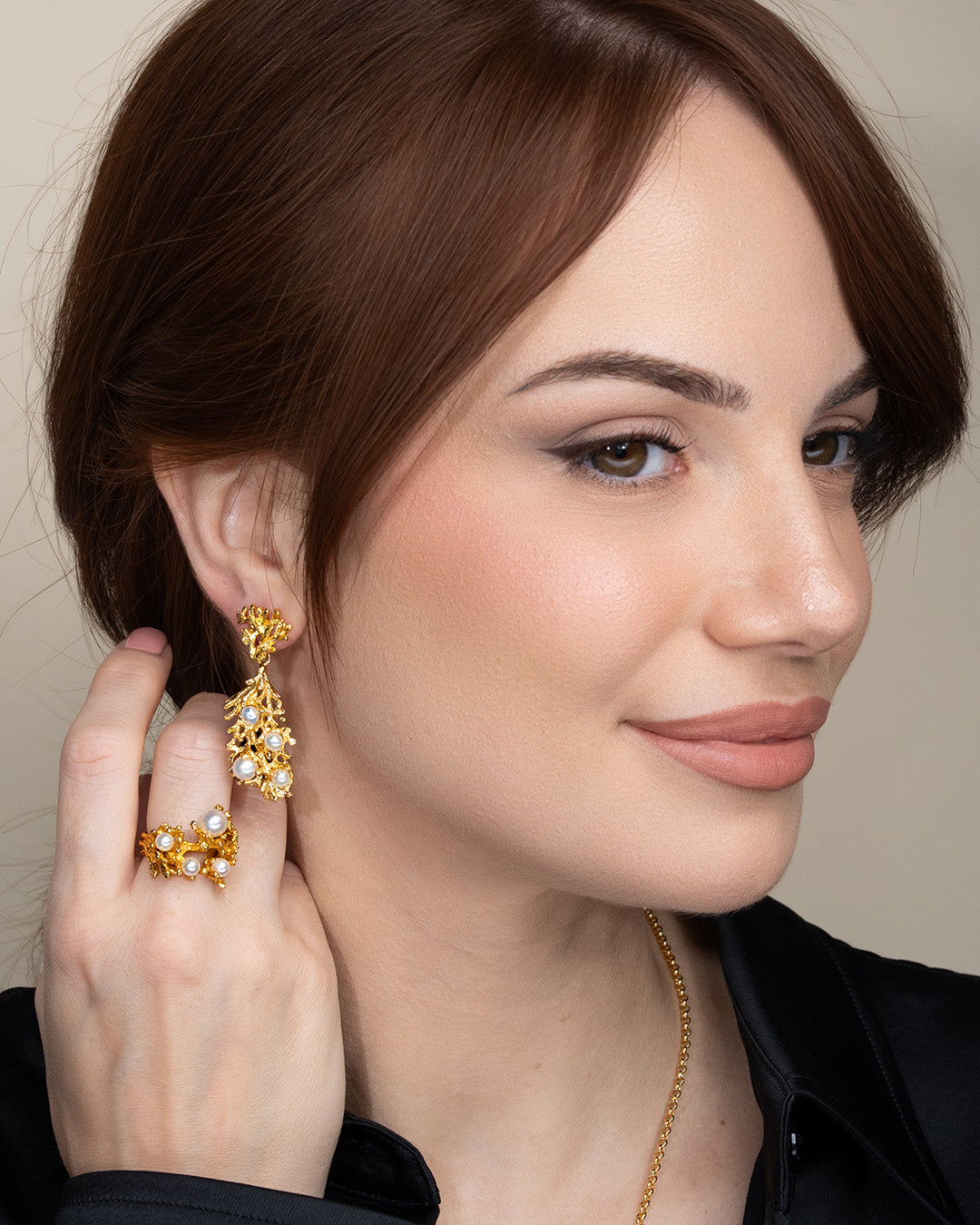 Orecchini Rami di Perle Gold