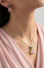 Orecchini Colibrì Gemma placcati in oro con gemme di cristallo rosa