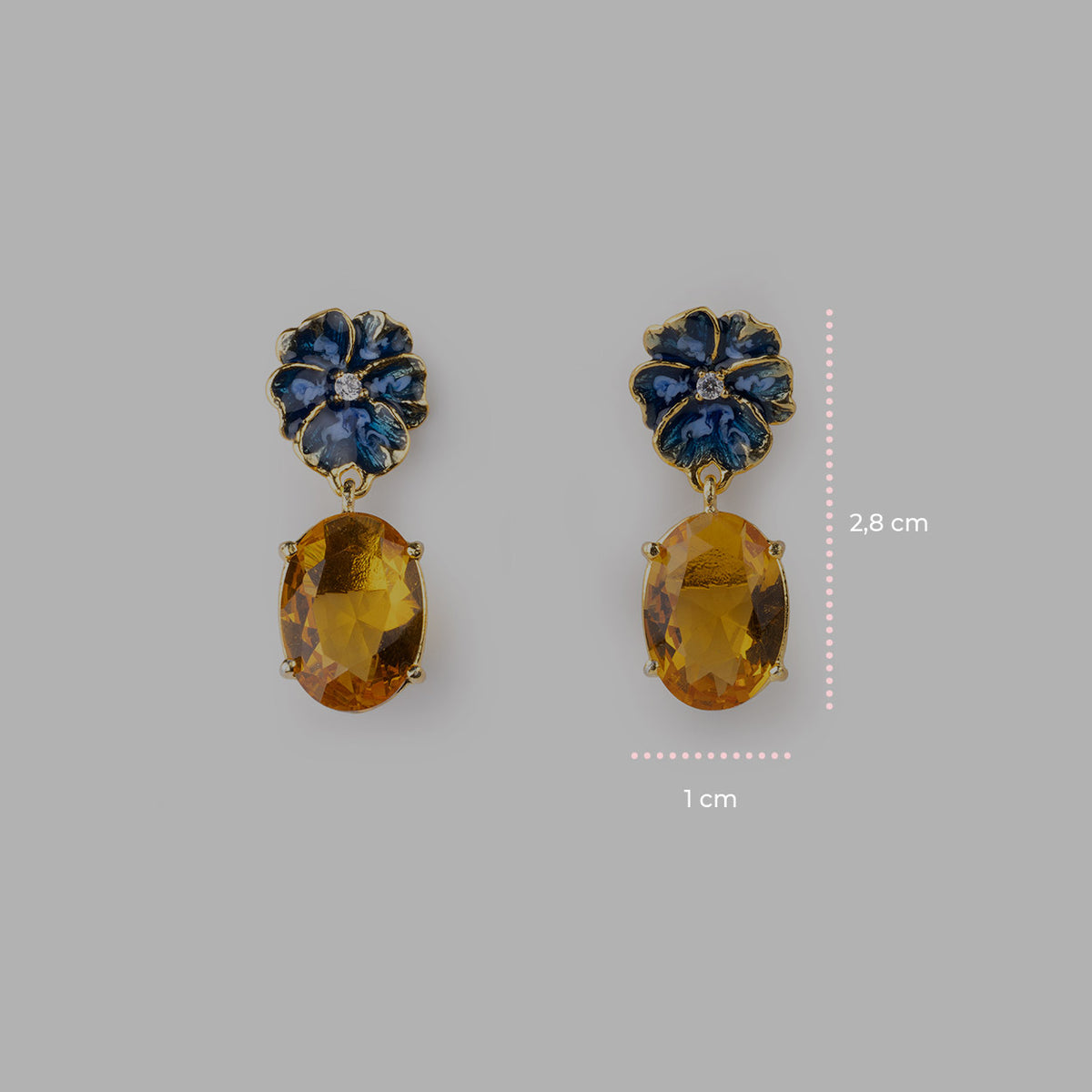 Orecchini Violetta Gemma di Isola Bella in oro 24kt e smalto blu.